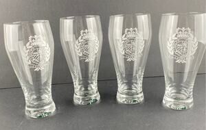 Lauren Ralph Lauren Classic Crest Pilsner Beer Glasses Set of 4 With Box